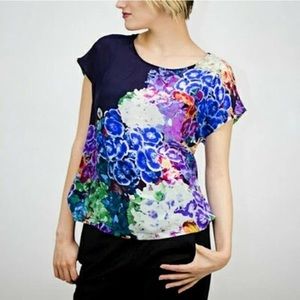 Anthropologie Maeve Tokonoma Silk Floral Top